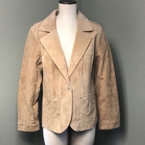 Suede Jacket Beige Brown Southwestern Cervelle Leather Sz Large